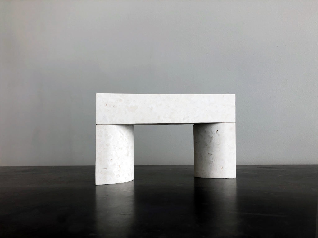 Ojai fireplace in white limestone with a honed finish