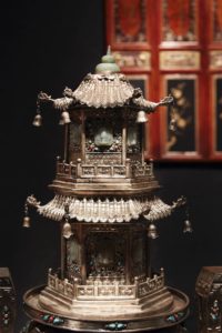 Nineteenth-century Mongolian silver censer embellished with carved jade, turquoise, coral, and malachite. (Photo by Pär Bengtsson)