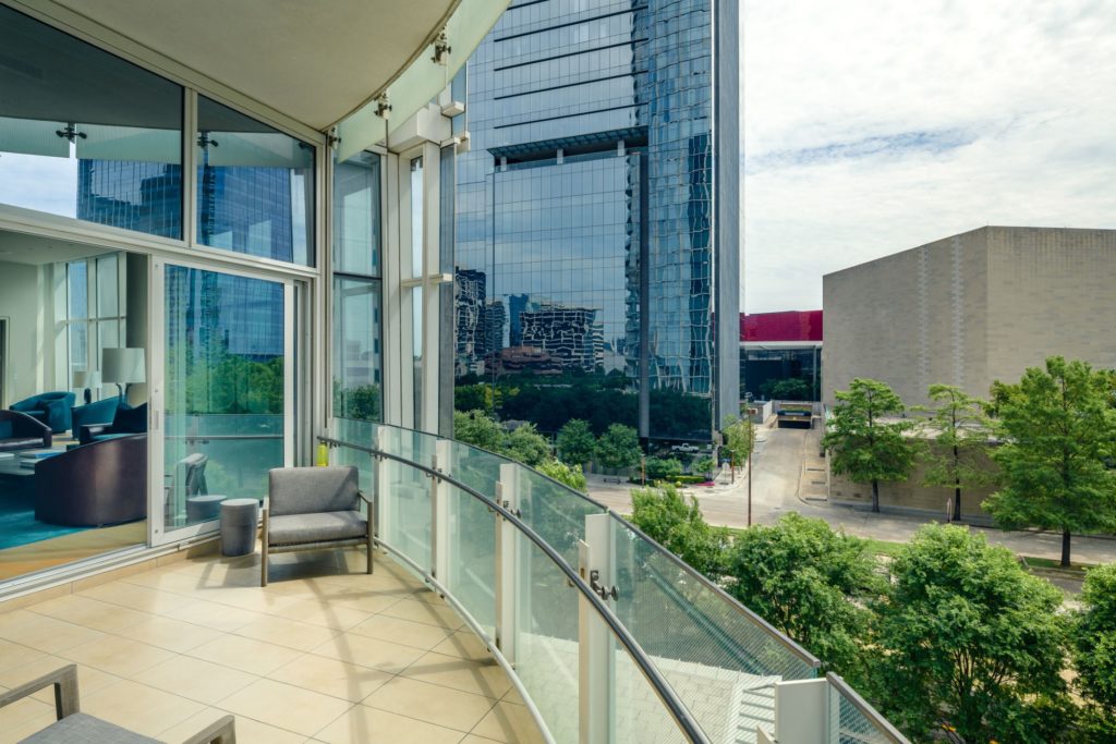 Museum Tower is one Dallas’ most coveted addresses for good reason. This is the balcony view from 1918 Olive Street No. 302.