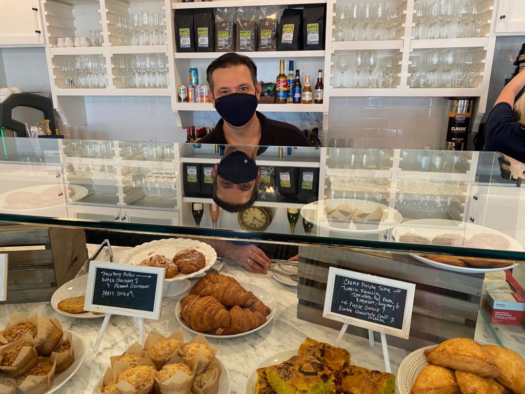 Bread Man Baking owner Tasos Katsaounis in charge of breads and baked goods at White Elm Café  Bakery. (Photo by Shelby Hodge)