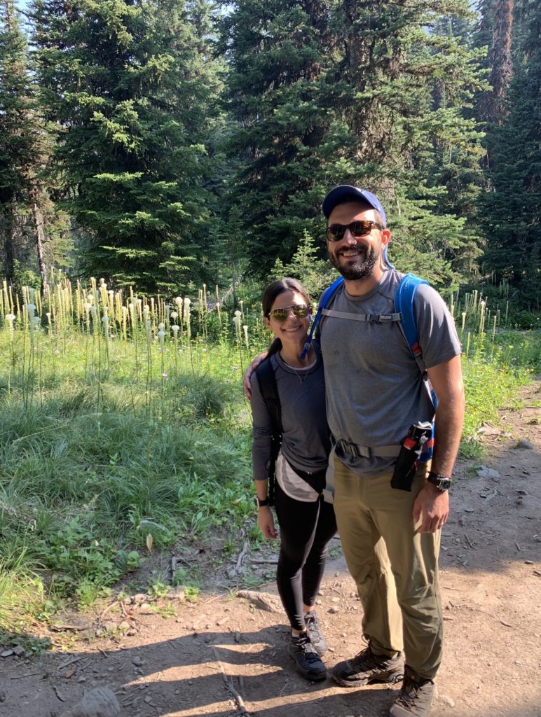 Victoria and Chef Aaron Bludorn hiking in Glacier National Park in Montana. (Courtesy photo)