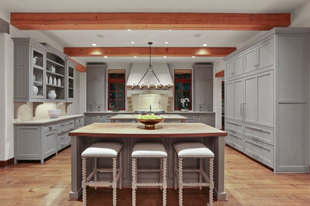 Kitchen with dual work islands.