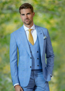 Light Blue 3 Piece Suit Yellow Windowpane