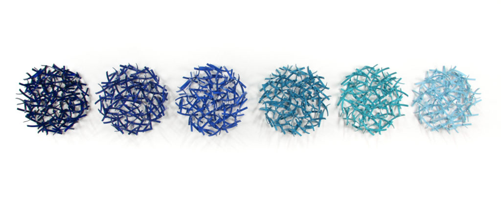 Matt Devine's powder coat on aluminum sculpture "Blue Collar #7," 2018, will be featured in Laura Rathe Fine Art's inaugural River Oaks District exhibition, "Dreamers," opening Thursday, October 1, 2020. (Photo courtesy the artist and Laura Rathe Fine Art)  