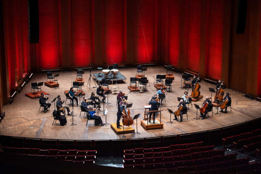 Symphony musicians in limited number perform during "Live From Jones Hall" in mid-August. (Photo by Wilson Parish)