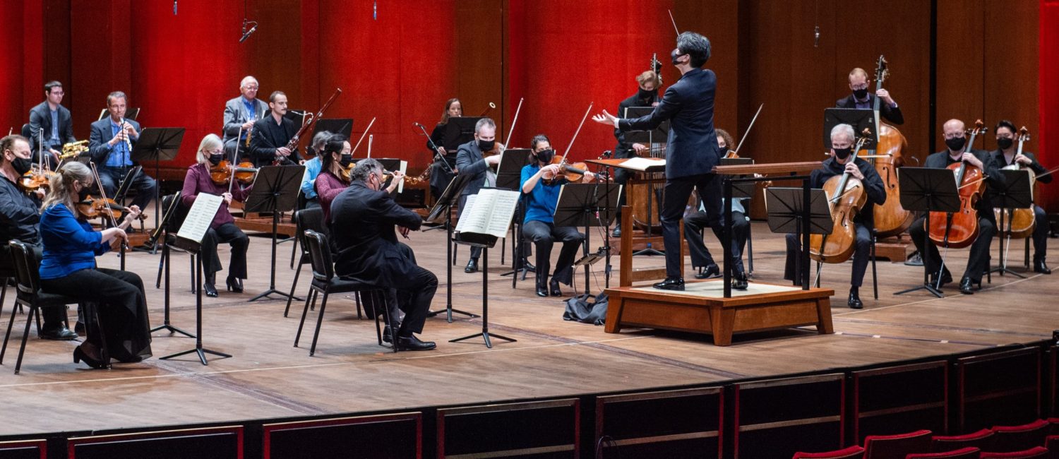 Members of the Houston Symphony performing at Jones Hall during the pandemic (Photo by Wilson Parish)