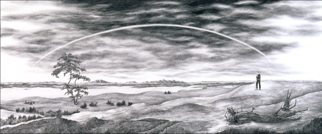 Robyn O'Neil's "The Lost Landscape with Rainbow (based on Caspar David Friedrich)," 2005, offered by Inman Gallery on Culture Place. (Courtesy the artist and Inman Gallery)