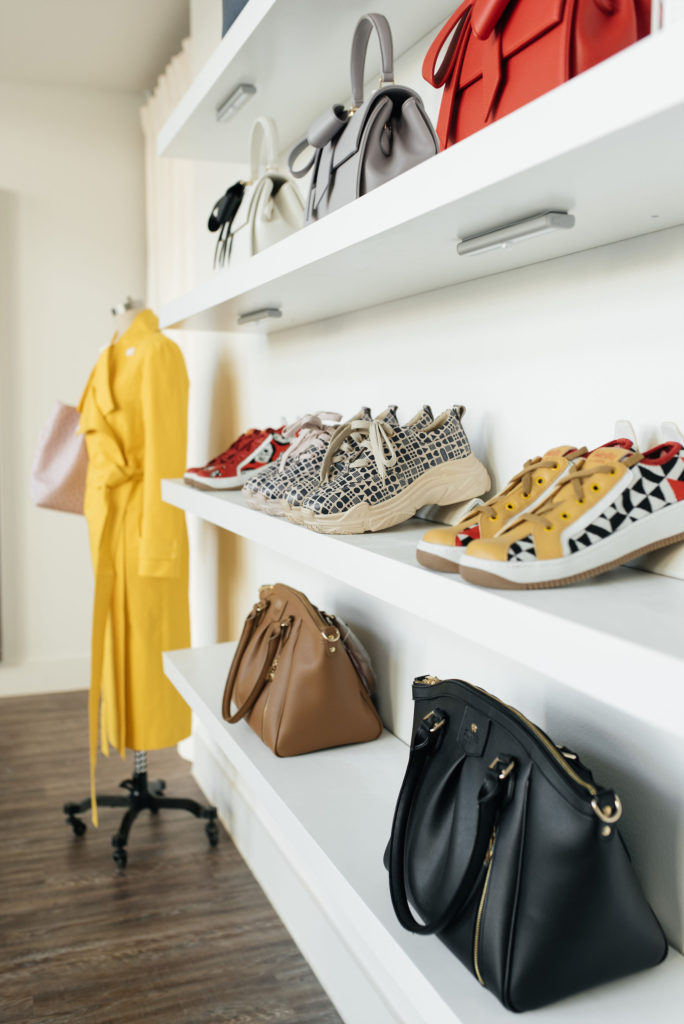 WeDu's leather sneakers on display. (Photo by  Marshall David of Secretary Studio)