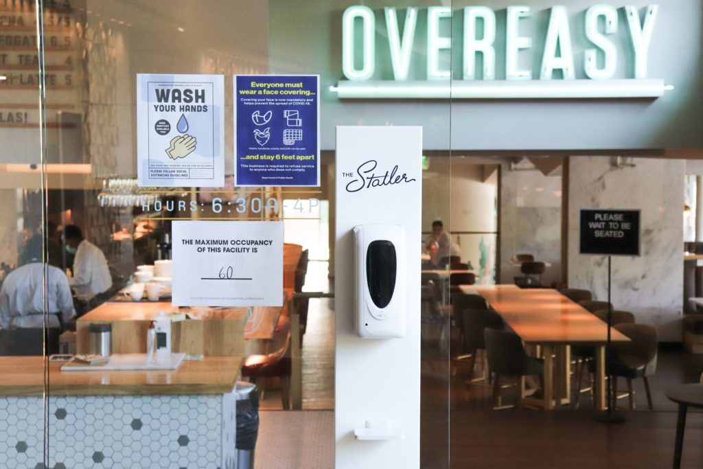 All on-site dining is socially distanced.