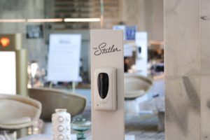Statler – sanitizing stations are prominent
