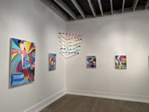 A detail of DUAL’s aerosol-fueled installation at Foltz Fine Art. (Photo courtesy the artist and Foltz Fine Art)