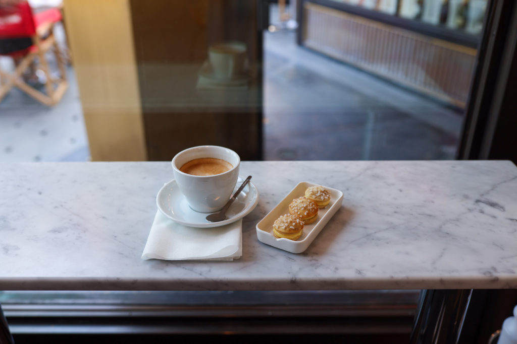 A few of the petite versions of the namesake dessert paired with an espresso is the best way to wile away an hour downtown.