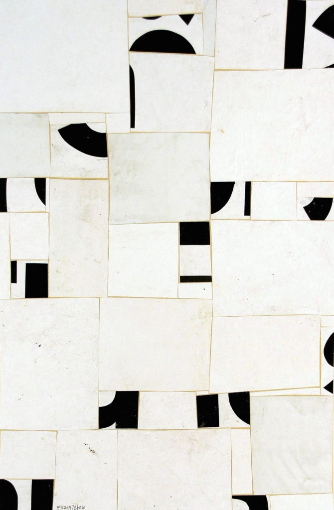 Cecil Touchon's deconstructed text-based collage, "Fusion Series #2197,"  2006, at Laura Rathe Fine Art's River Oaks District digs. (Photo courtesy the artist and Laura Rathe Fine Art) 