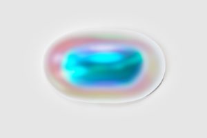 Gisela Colon’s “Spheroid (Gold Aqua),” 2018, at McClain Gallery