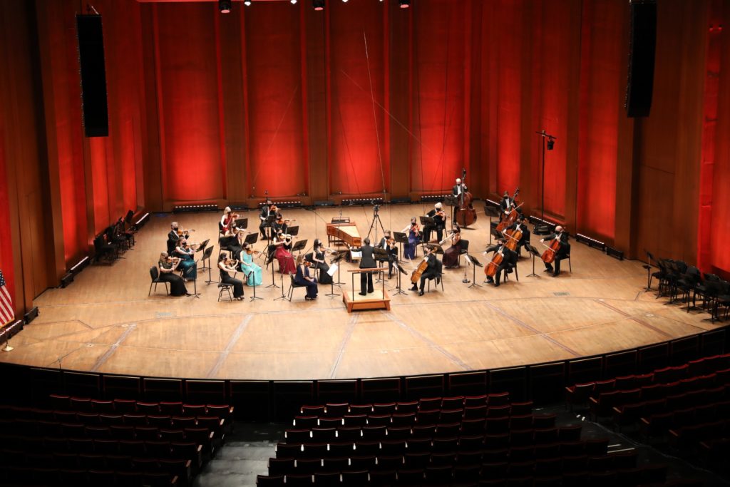 A Houston Symphony season like no other launches in Jones Hall where the audience was limited to 60 patrons.  (Photo by Priscilla Dickson)