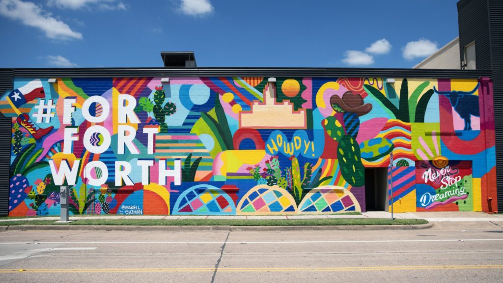 Guzman has painted several large and colorful murals in Fort Worth.