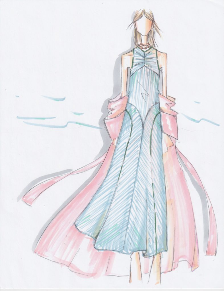 AKNVAS designer Christian Juul Nielsen will be among 15 new designers showing at New York Fashion Week. Shown here, a look from his collection. (Sketch courtesy of AKNVAS)