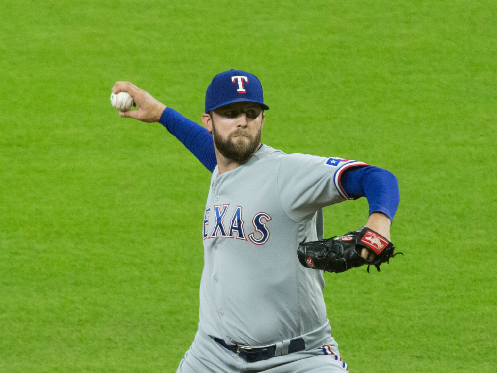 Rangers pitcher Jordan Lyles has struggled, but not against the Astros. (Photo by F. Carter Smith)