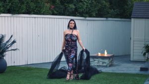 Cesar Galindo gown worn by Angela White