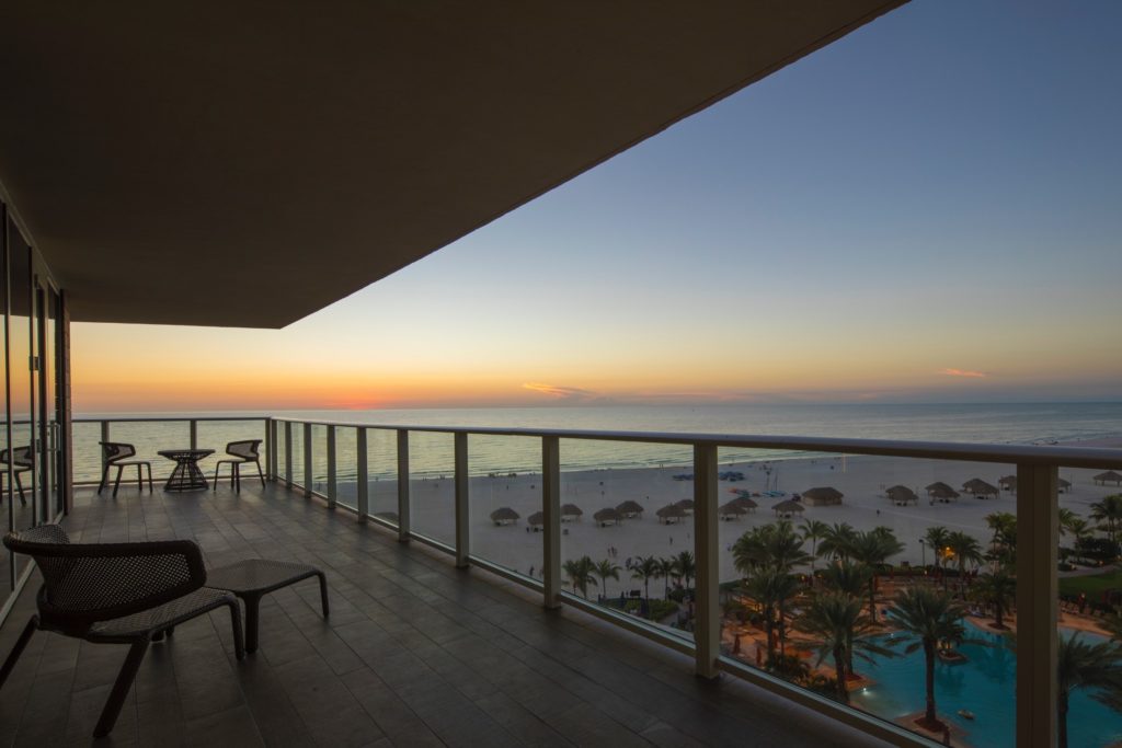 Sunset from a suite balcony at the JW Marriott Marco Island.