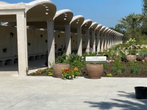 The 380-foot shaded walkway features 18 contemporary alcoves.