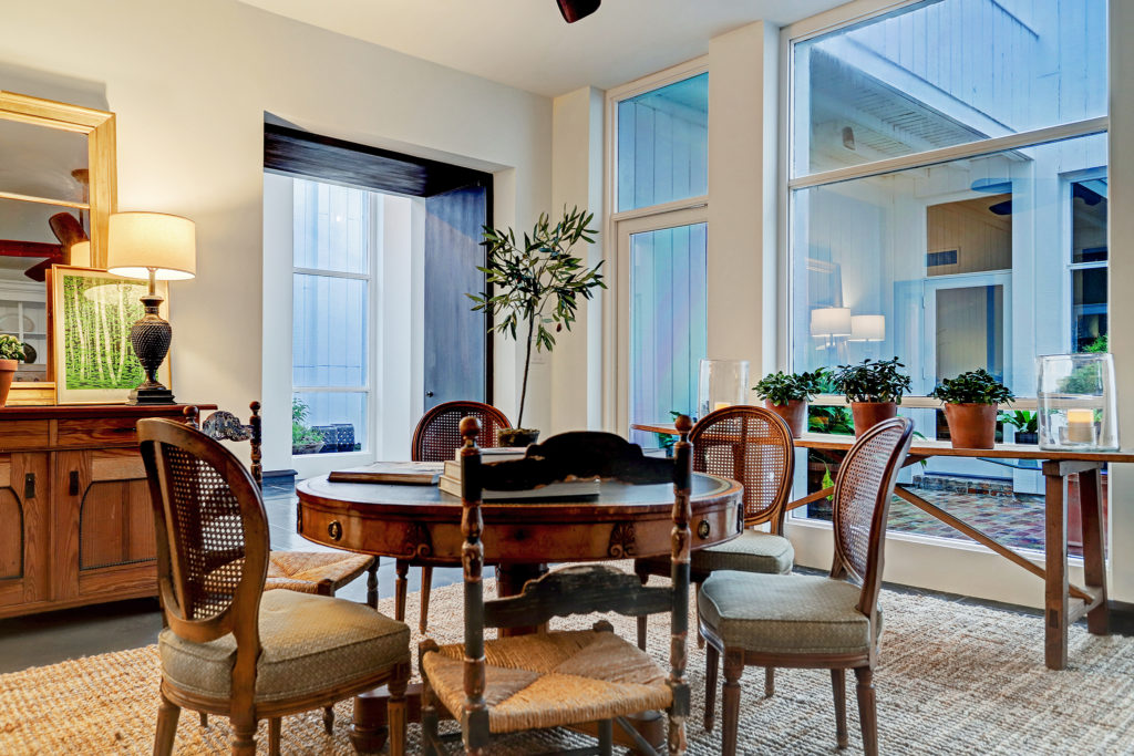 The dining room overlooks one of two interior courtyards. (Photo by TK Images)