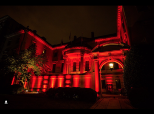 Larz Anderson House in Washington D.C. lights up in red for the Red Alert ( Instagram photo)