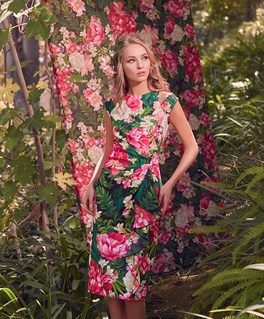Tadashi Shoji floral dress.  (Photo courtesy of Tadashi Shoji)