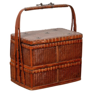 Chinese tiered rattan picnic basket, $189, available at onekingslane.com