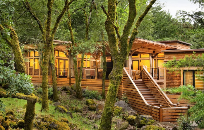 The dreamy Calistoga Ranch, an Auberge Resort, had reopened only in June after having been closed due to COVID-19. This was one of 50 luxurious cabins that dotted the forested, hillside property.
