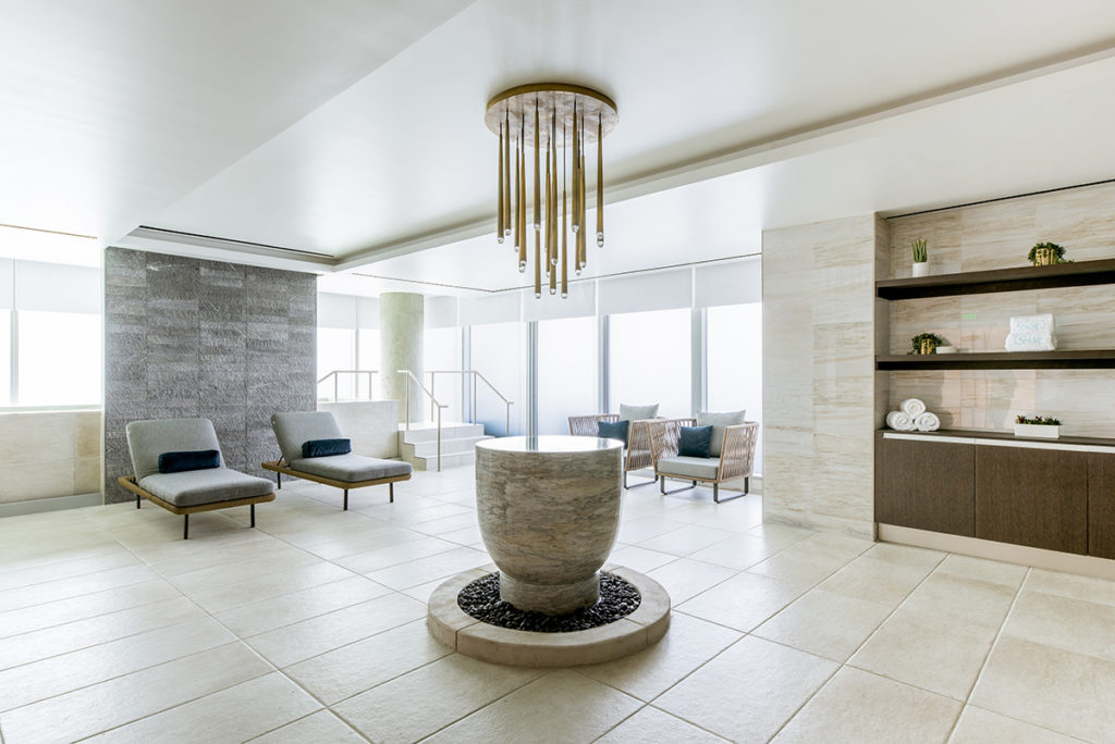 The on-site resident-only spa is unique to Bleu Ciel.