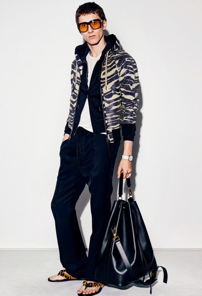 Tom Ford animal print jacket and black slacks. (Photo courtesy of Tom Ford)