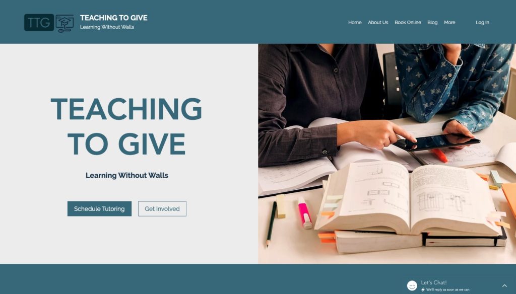Teaching to Give's website is designed to be easy to navigate.