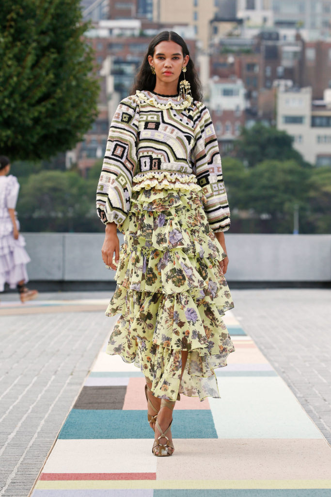 Ulla Johnson tiered floral skirt and patchwork sweater. (Photo courtesy of Ulla Johnson)