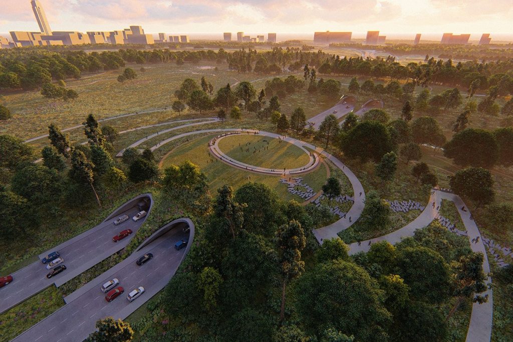 Memorial Park Conservancy's rendering of the Land Bridge project.