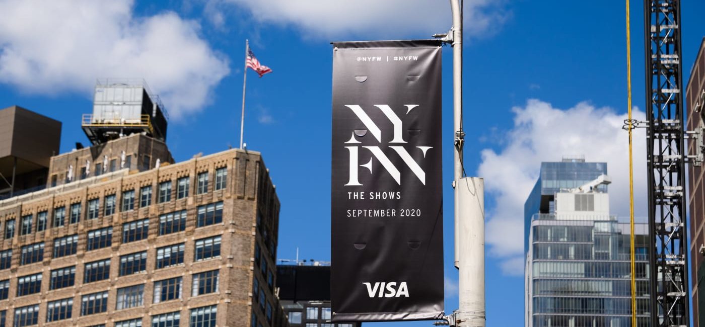 New York Fashion Week sign coronavirus