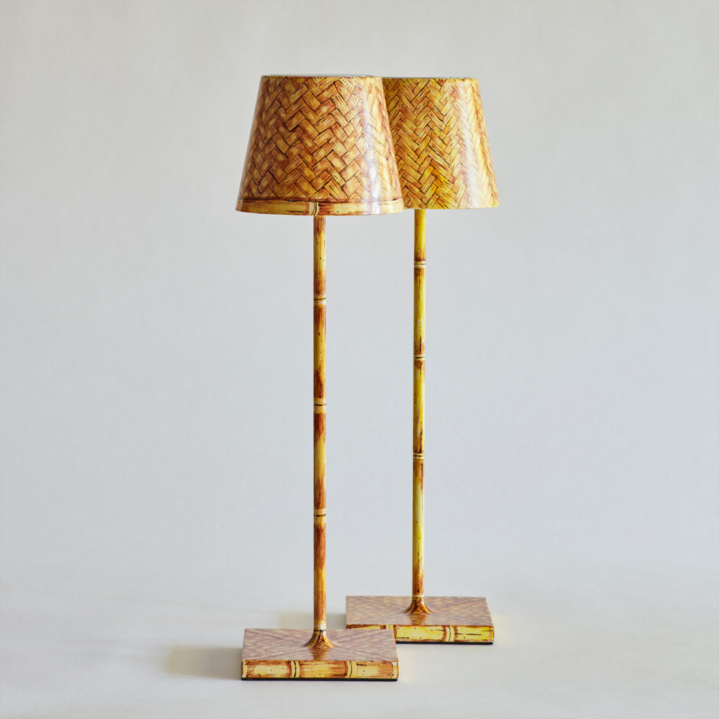 Casa Branca wireless lamps hand-painted by artist Margot Larkin, $495 each. (Photo by Nick Sargent)