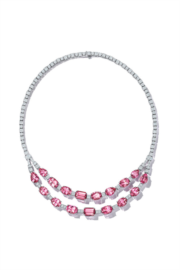 The Extraordinary Tiffany collection
includes a platinum-and-diamond
necklace with more than 50 carats
of pink tourmalines. All prices upon request.