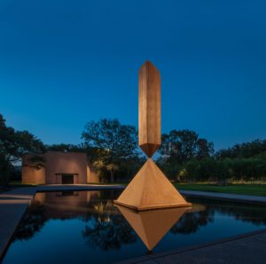 Rothko Chapel Plaza with Barnett Newman’s "Broken Obelisk," dedicated 1971 (Photo by Paul Hester)