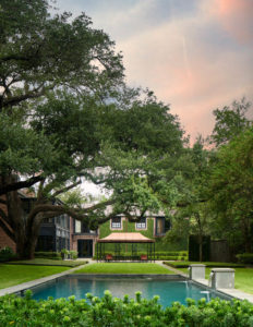 The grounds of 2 Longfellow Lane in Houston’s exclusive Shadyside neighborhood are shaded by 100 year old oaks and surrounded by beautifully landscaping. (Photo by Nathan Schroder/Douglas Elliman)