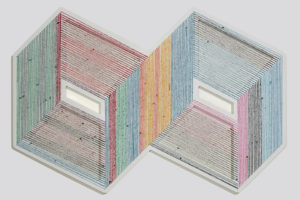 Adrian Esparza’s “Optical Option,” 2017,  at Taubert Contemporary. The El Paso-based artist is known for his serape series of thread paintings. While Taubert is still finalizing its Four x Five artworks for Culture Place we hope that Esparza is among the artists featured.