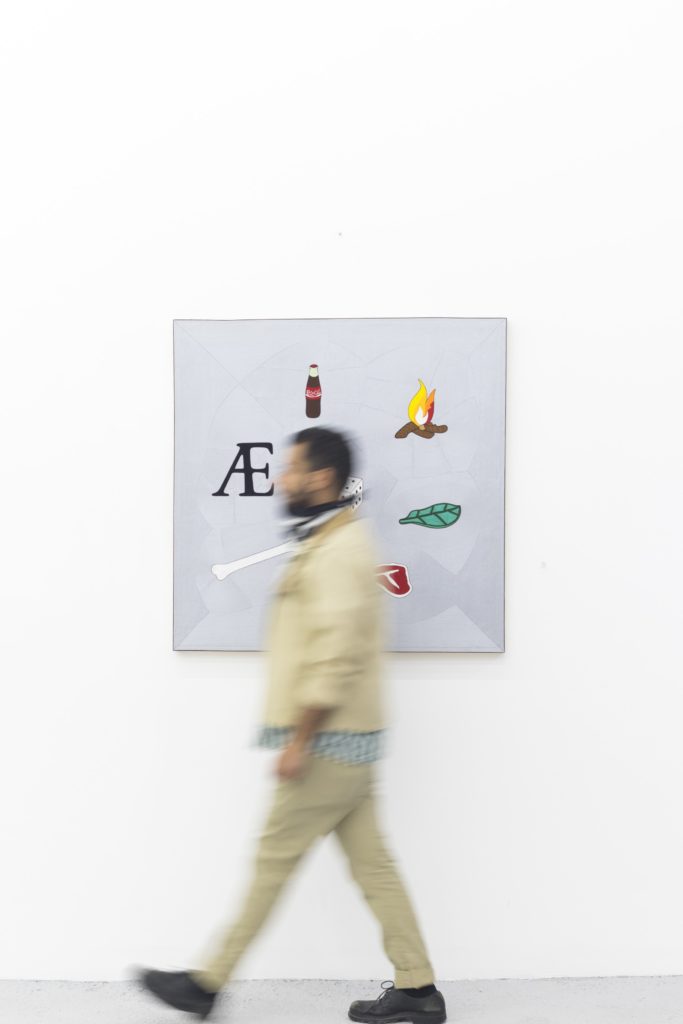 Mexican artist Gabriel Rico brings his latest embroidered and neon wall works to Dallas, a highly anticipated showing at Perrotin’s booth at Four x Five. The second cause is meant to be an explanation of the first (Yardstick), 2020, canvas with embroidered hand-painted yard. Courtesy of the artist and Perrotin