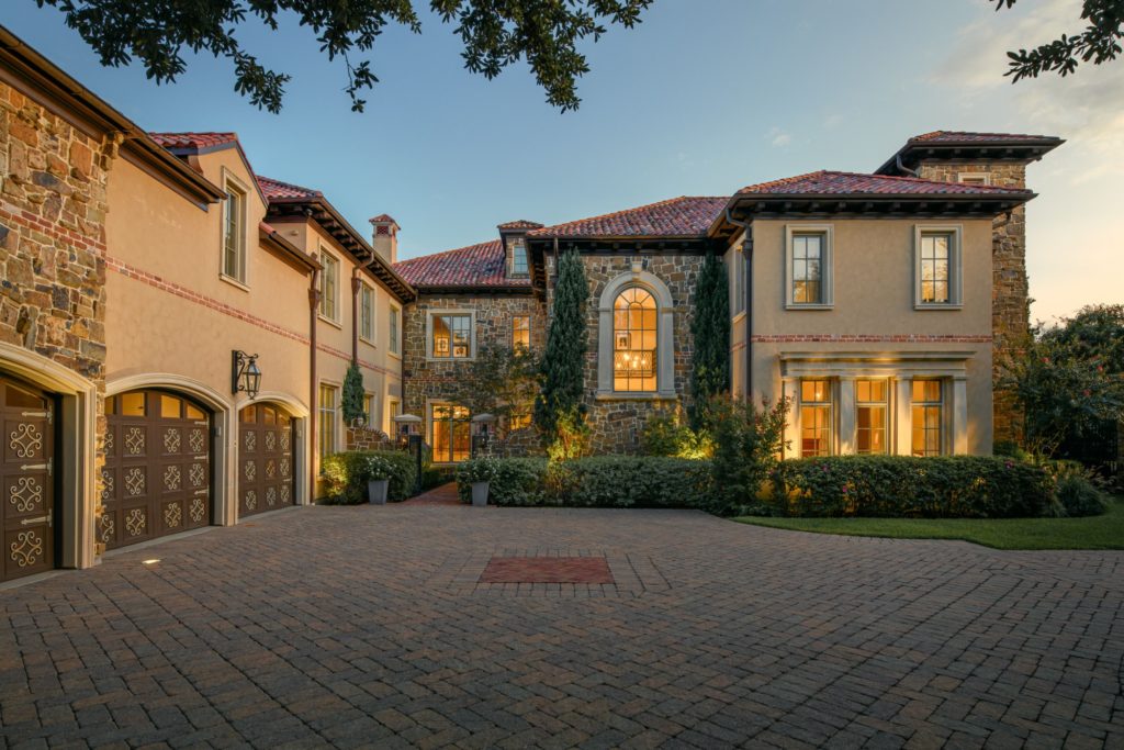 Motor court with four-car garage.