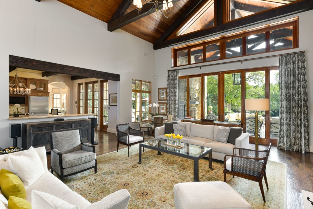 The great room opens to kitchen as well.