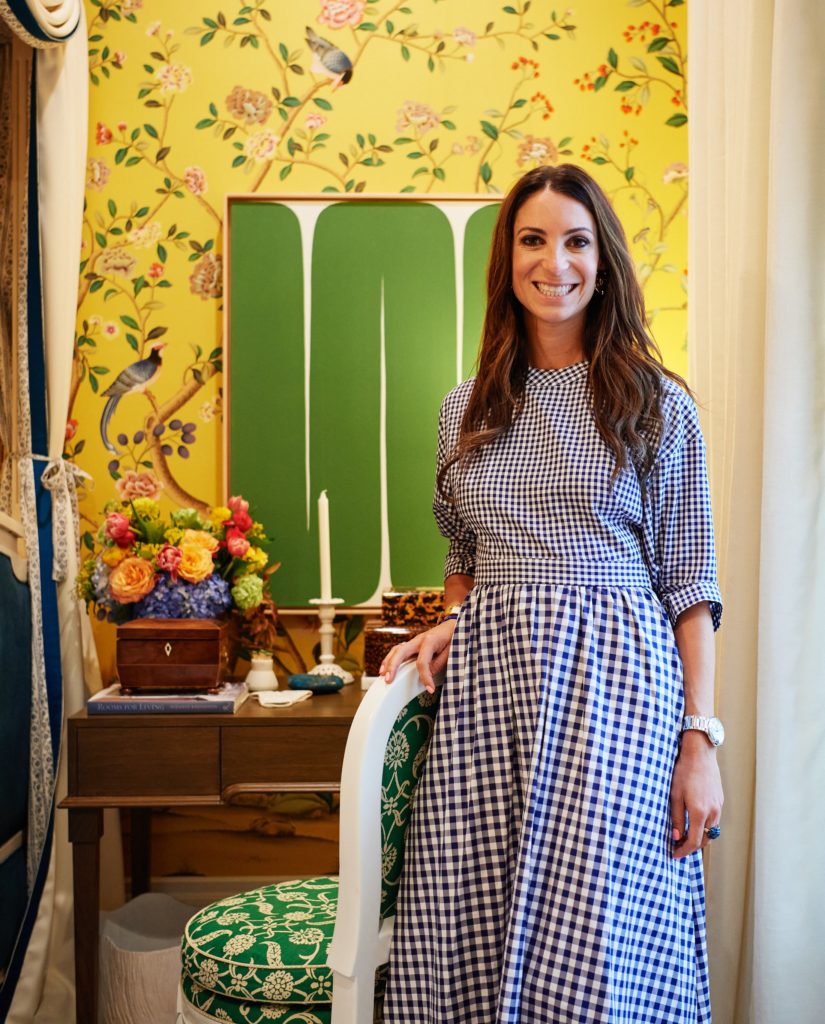 Dina Bandman, Dina Bandman Interiors, in a guest bedroom she designed (Photo by Jonathan Zizzo)