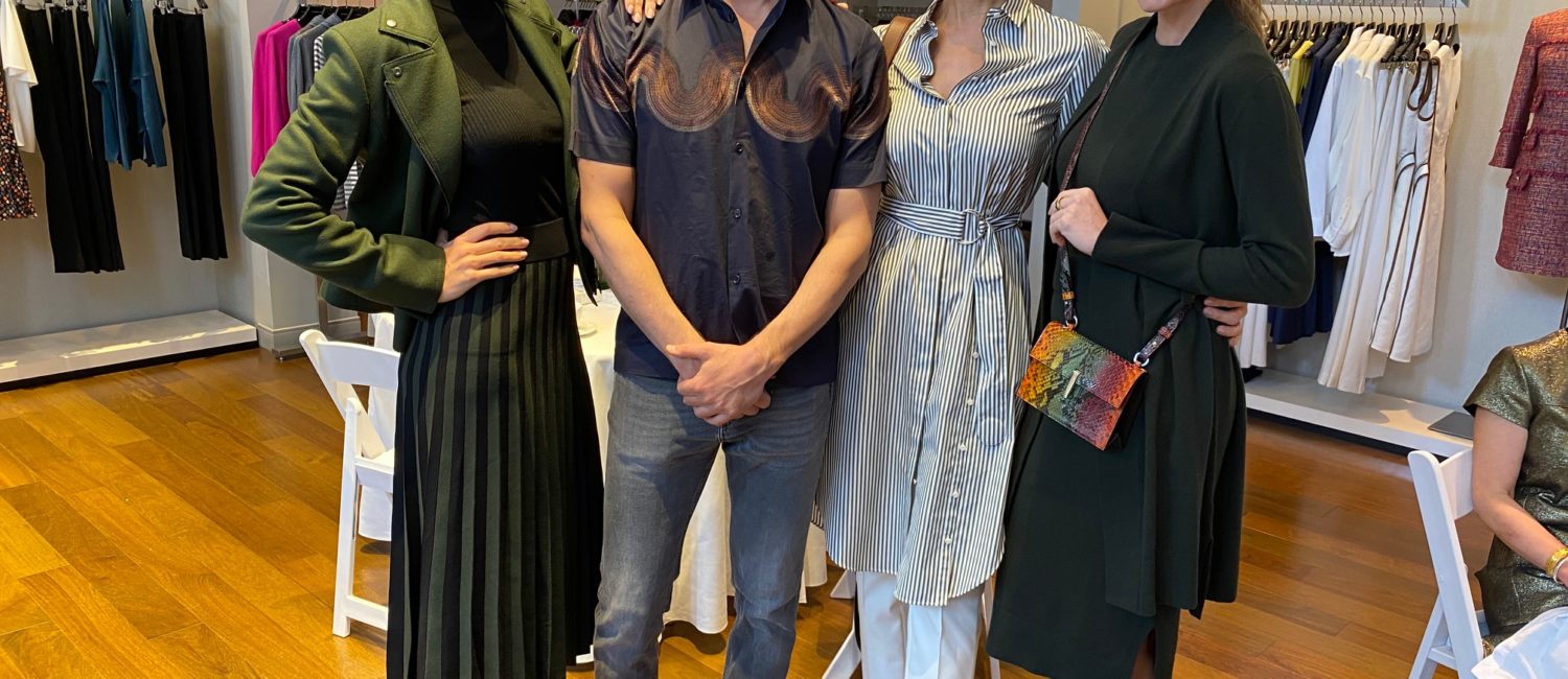 Austin based jewelry designer Nak Armstrong joins Elizabeth Anthony models at the Uptown Park’s high-style boutique. (Photo by Shelby Hodge)