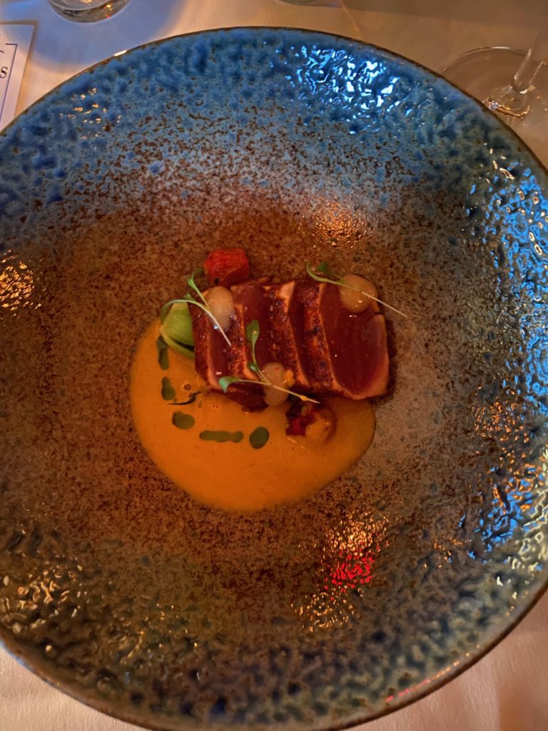 Spice crusted yellowfin tuna as served by  Le Colonial executive chef Hassan Obaye at the Caymus wine dinner.