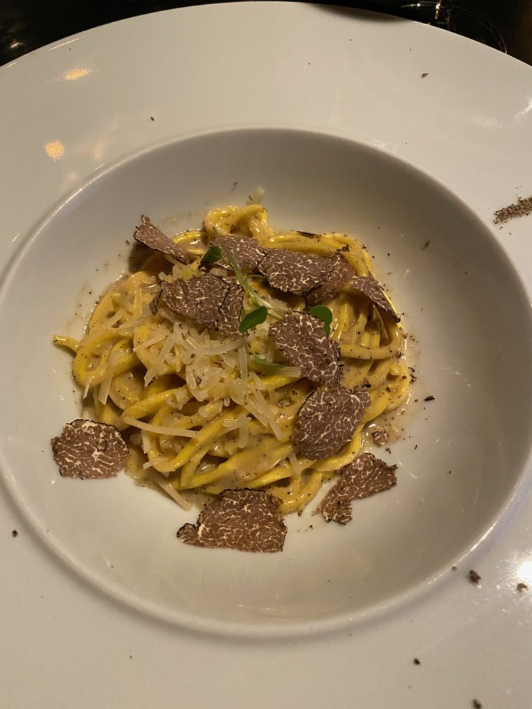 Potente Executive Chef Danny Trace's spaghetti with black truffles was the main course of the take-out dinner supporting AVDA.