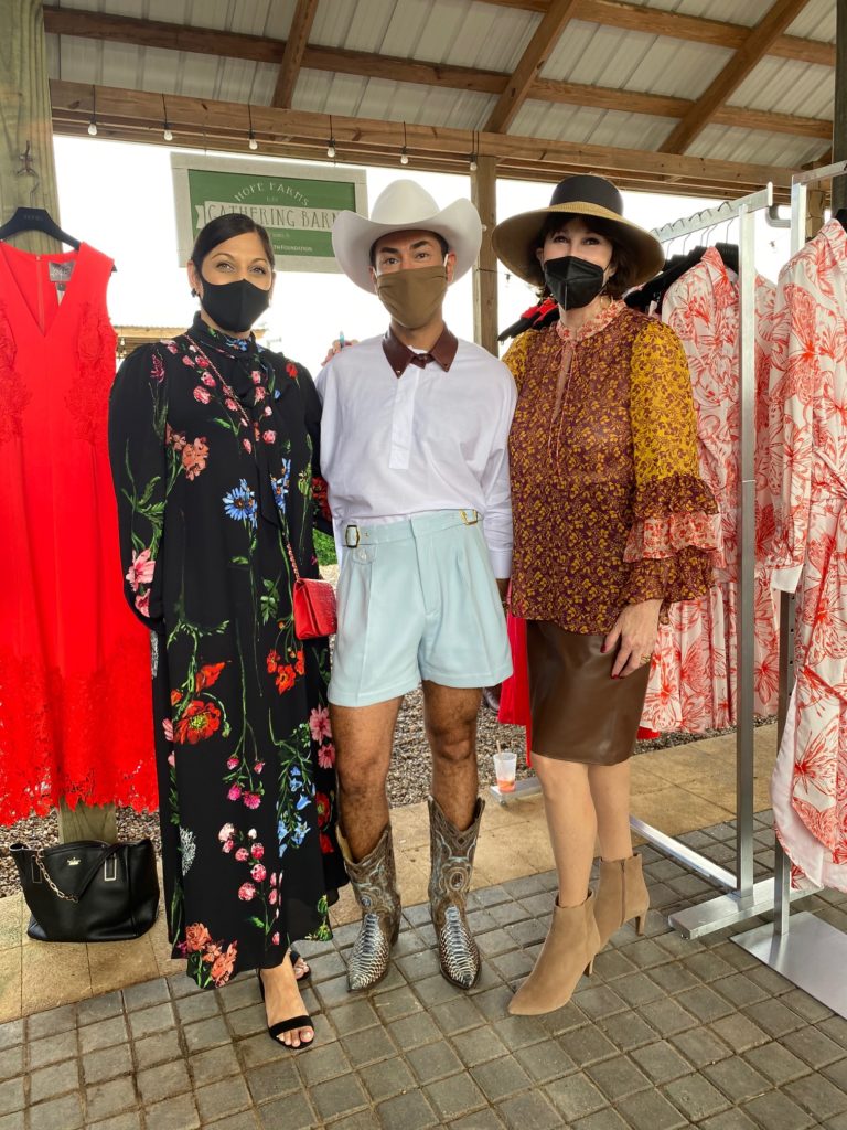 Chair Sippi Khurana, Tootsies' Fady Armanious and Shelby Hodge at Hope Farm's Fashion in the Fields outing benefiting Recipe for Success. (Photo by Shelby Hodge)