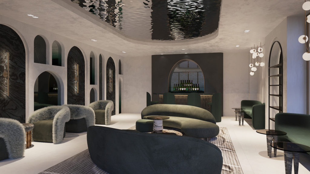 Rendering of The Nina Magon Lounge above Zadok Master Jewelers in Post Oak Place, expected to open in the first quarter of 2021.